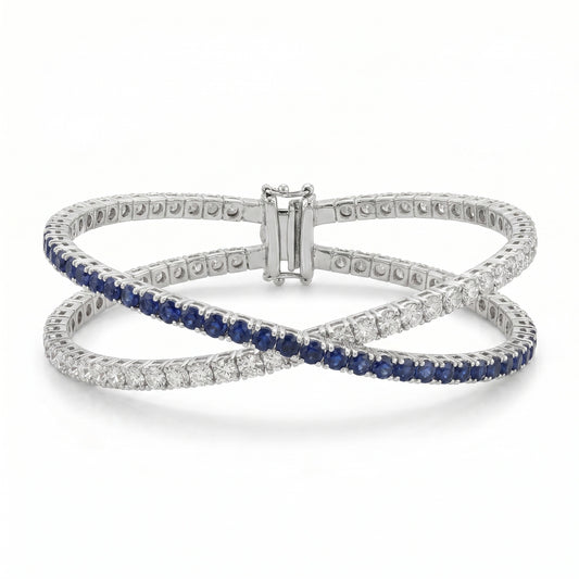 Diamond & Sapphire White Gold Bracelet No. 002