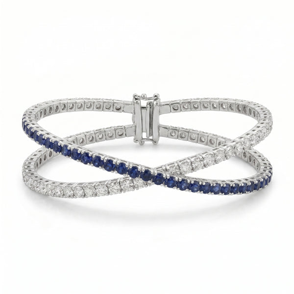 Diamond & Sapphire White Gold Bracelet No. 002
