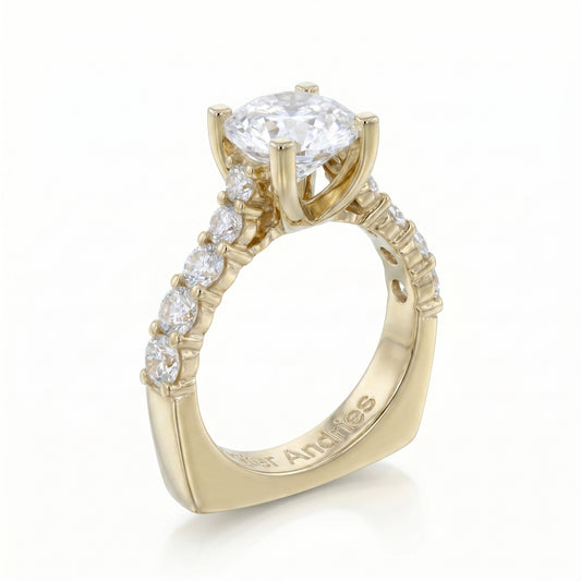 Diamond Yellow Gold Engagement Ring No. 003