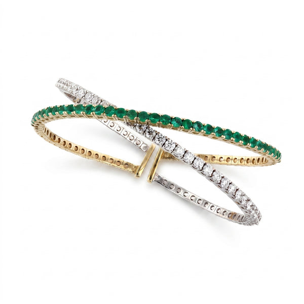 Emerald & Diamond Two-Tone Gold Bracelet No. 014