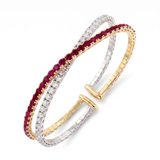 Diamond & Ruby Two-Tone Gold Bracelet No. 030