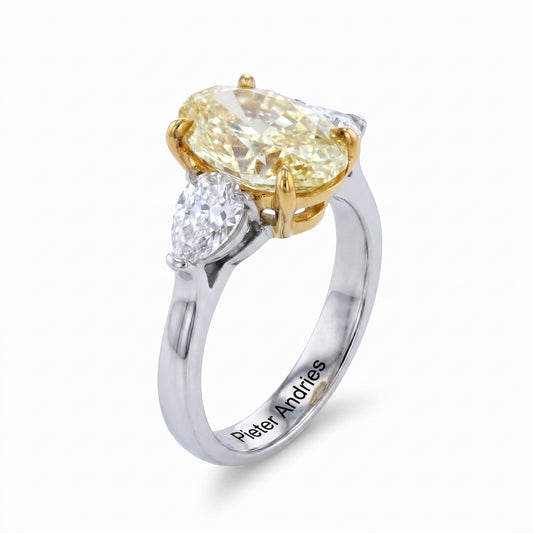 Yellow Diamond & Diamond Two-Tone Gold Engagement Ring No. 035