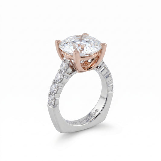 Diamond Two-Tone Gold Engagement Ring No. 054