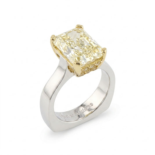 Yellow Diamond Two-Tone Gold Engagement Ring No. 061