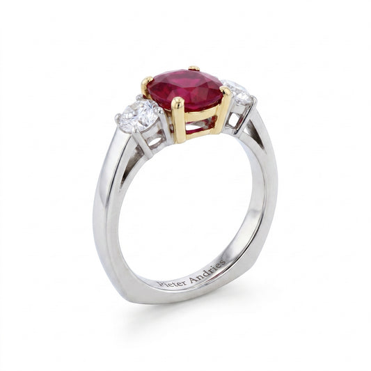 Ruby & Diamond Two-Tone Gold Engagement Ring No. 071