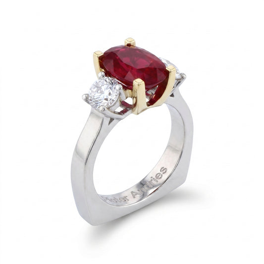 Ruby & Diamond Two-Tone Gold Engagement Ring No. 081