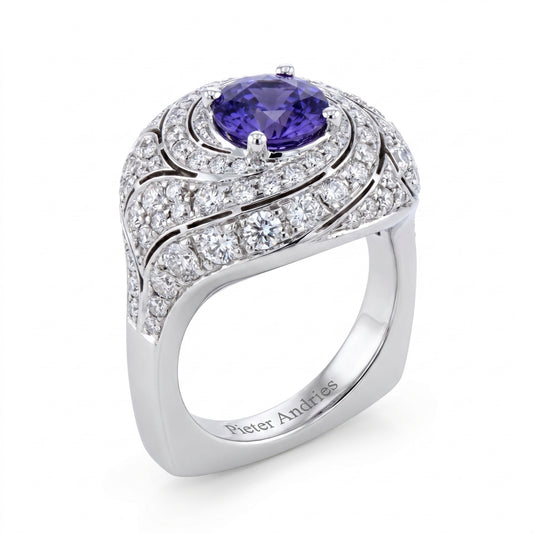 Tanzanite & Diamond White Gold Ring No. 091