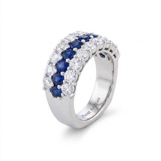 Diamond & Sapphire Platinum Engagement Ring No. 095